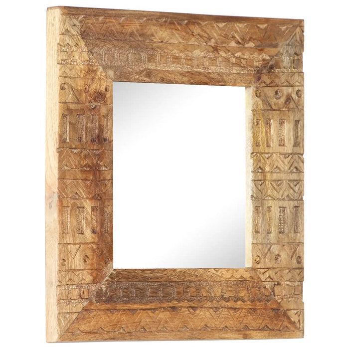 Oglindă sculptată manual, 50x50x2,5 cm, lemn masiv de mango - WALTI WALTI