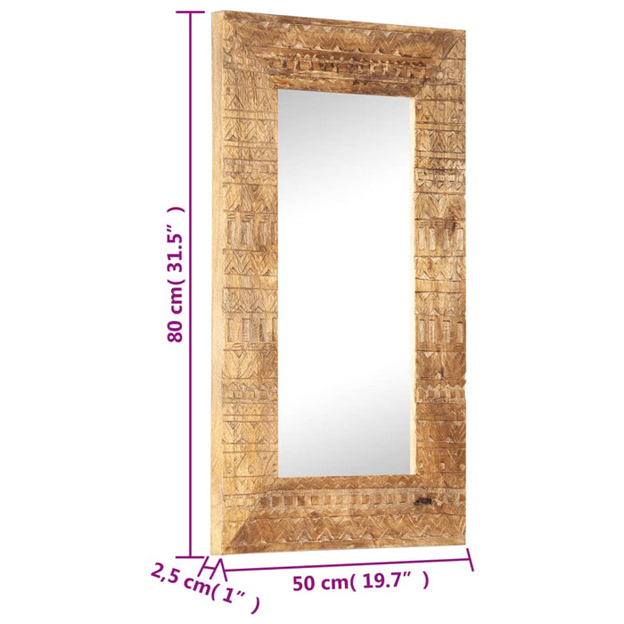 Oglindă sculptată manual, 80x50x2,5 cm, lemn masiv de mango - WALTI WALTI