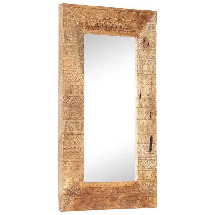 Oglindă sculptată manual, 80x50x2,5 cm, lemn masiv de mango - WALTI WALTI