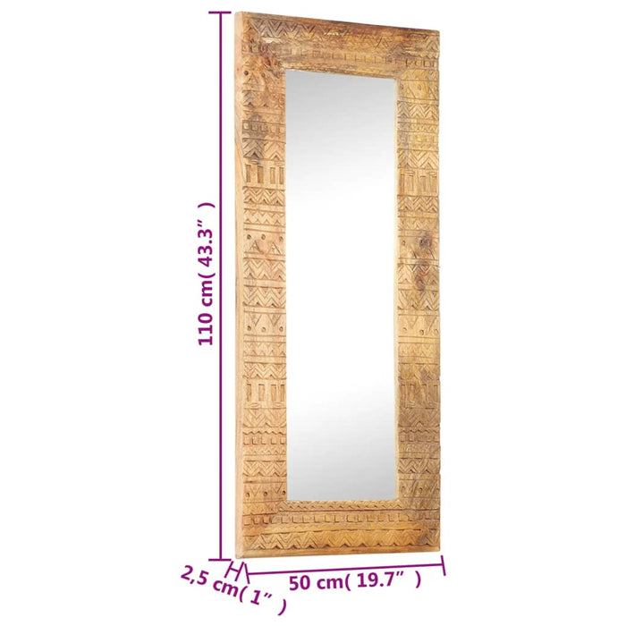 Oglindă sculptată manual, 110x50x2,5 cm, lemn masiv de mango - WALTI WALTI