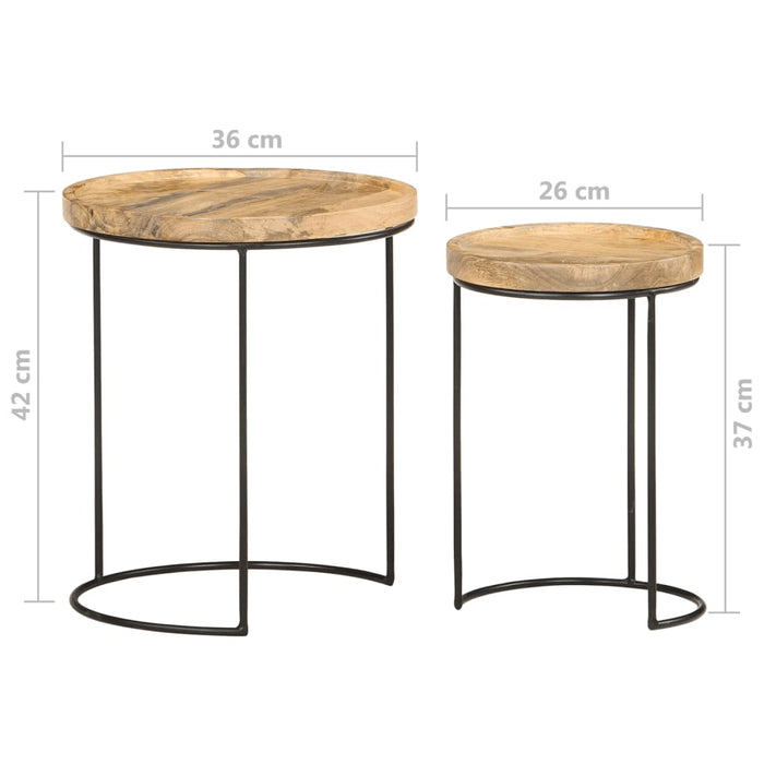 Set măsuțe de cafea, 2 piese, lemn masiv de mango și oțel WALTI