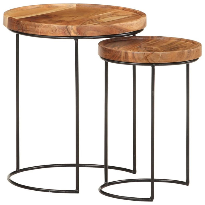 Set măsuțe de cafea, 2 piese, lemn masiv de acacia/oțel - WALTI WALTI
