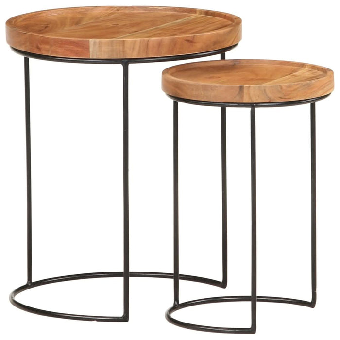 Set măsuțe de cafea, 2 piese, lemn masiv de acacia/oțel - WALTI WALTI
