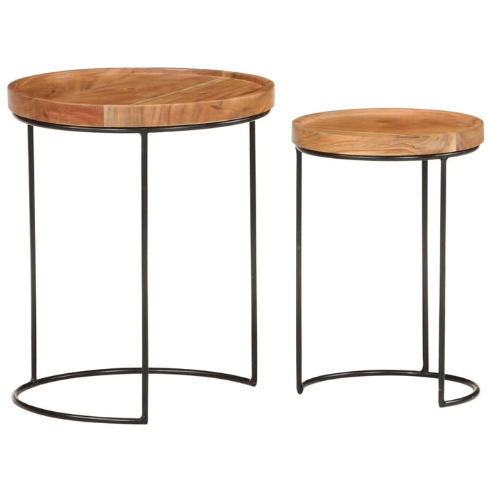 Set măsuțe de cafea, 2 piese, lemn masiv de acacia/oțel - WALTI WALTI