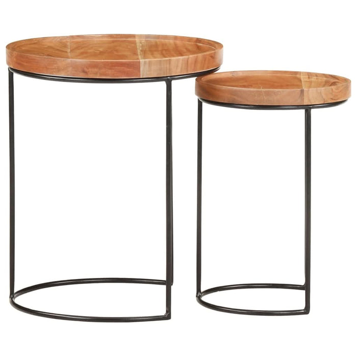 Set măsuțe de cafea, 2 piese, lemn masiv de acacia/oțel - WALTI WALTI