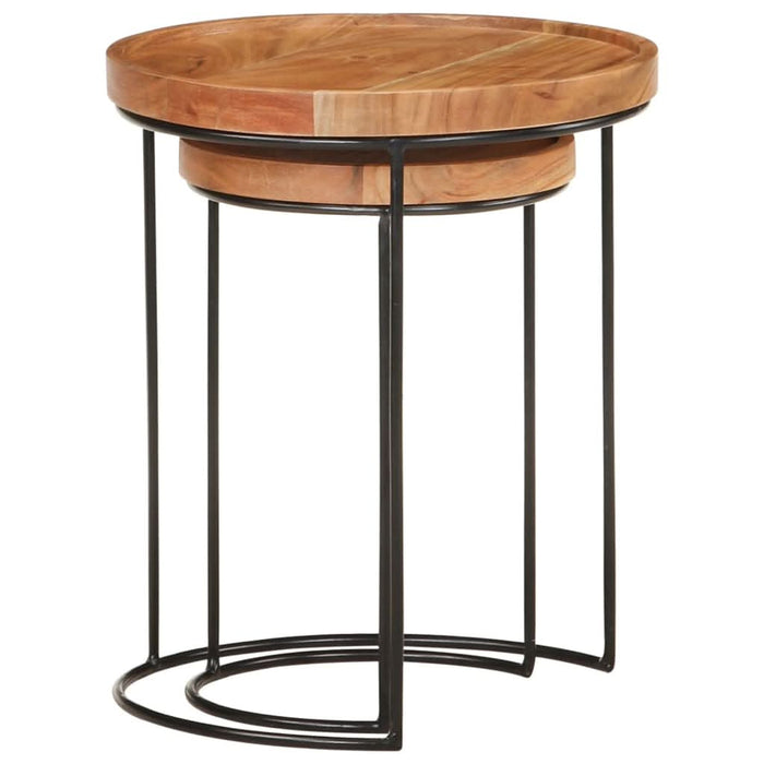 Set măsuțe de cafea, 2 piese, lemn masiv de acacia/oțel - WALTI WALTI