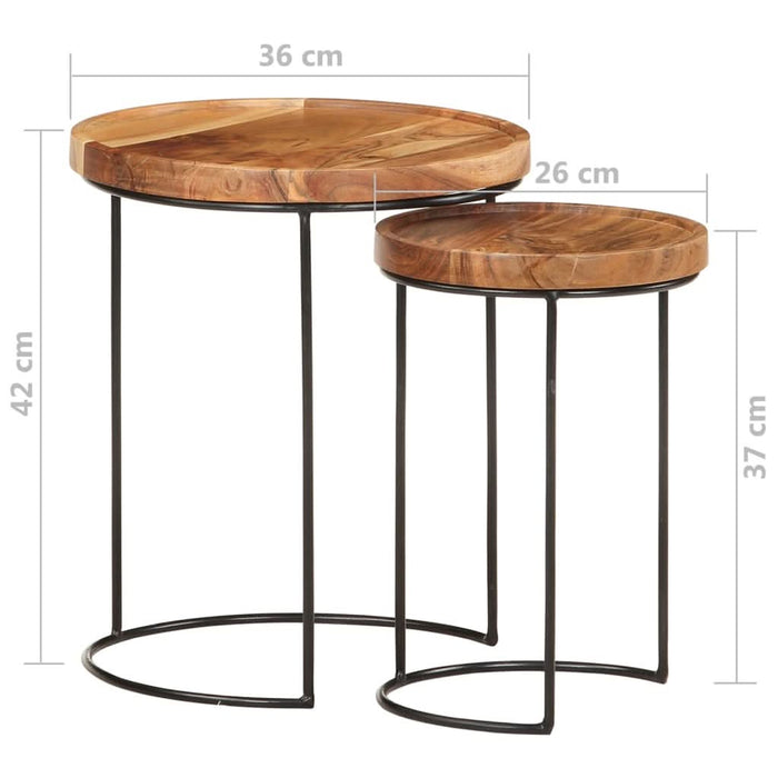 Set măsuțe de cafea, 2 piese, lemn masiv de acacia/oțel - WALTI WALTI