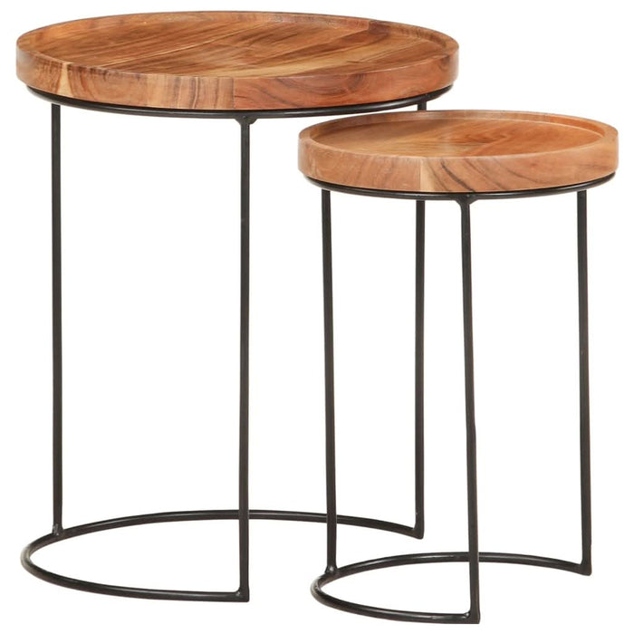 Set măsuțe de cafea, 2 piese, lemn masiv de acacia/oțel - WALTI WALTI