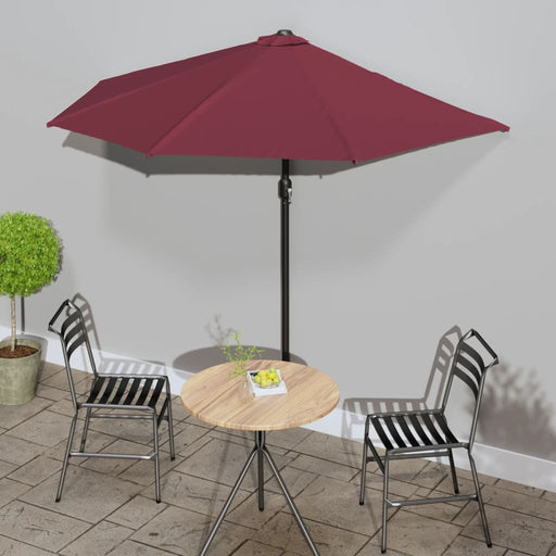 Umbrelă de balcon tijă aluminiu bordo 270x144x222 cm semirotund - WALTI WALTI