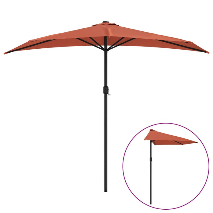 Umbrelă balcon tijă aluminiu cărămiziu 270x144x222cm semirotund WALTI