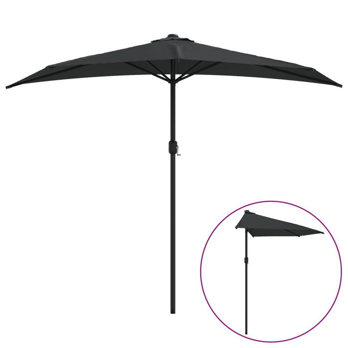 Umbrelă de balcon tijă aluminiu negru 270x144x222cm semicerc - WALTI WALTI