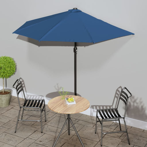 Umbrelă balcon tijă aluminiu albastru 270x144x222cm, semirotund - WALTI WALTI