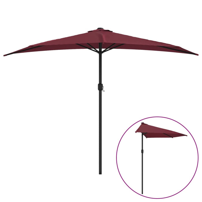 Umbrelă de balcon, tijă aluminiu bordo 300x155x223cm semirotund - WALTI WALTI