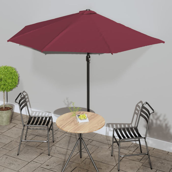 Umbrelă de balcon, tijă aluminiu bordo 300x155x223cm semirotund - WALTI WALTI