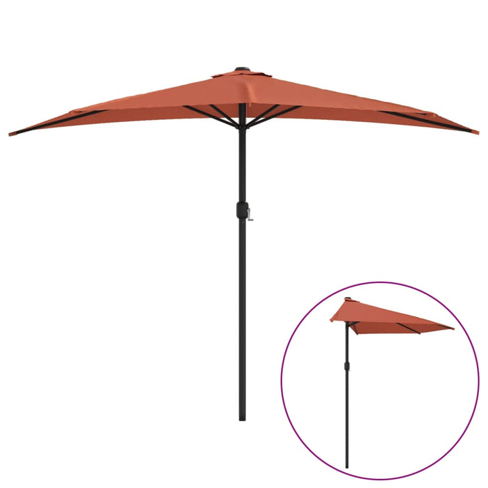 Umbrelă balcon tijă aluminiu cărămiziu 300x155x223cm semirotund - WALTI WALTI