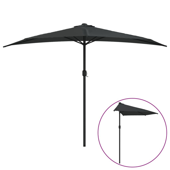 Umbrelă de balcon tijă aluminiu negru 300x155x223cm semirotund - WALTI WALTI