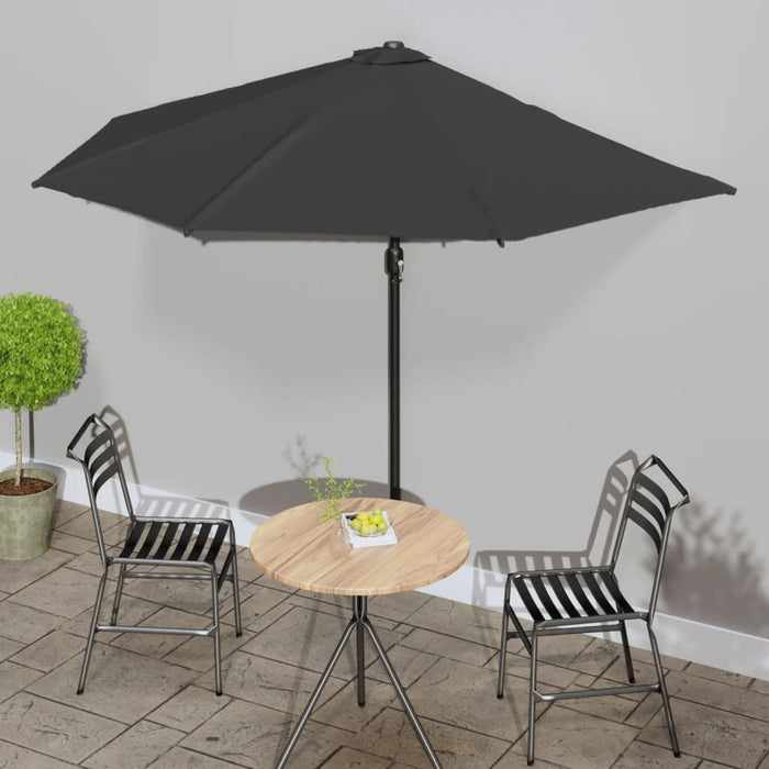 Umbrelă de balcon tijă aluminiu negru 300x155x223cm semirotund - WALTI WALTI