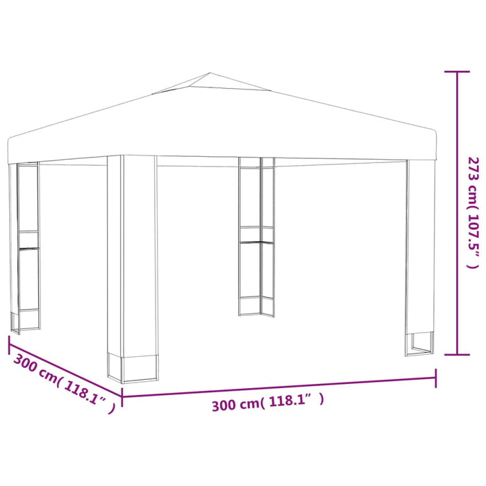 Pavilion cu acoperiș dublu, gri taupe, 3 x 3 x 2,7 m, 180 g/m² - WALTI WALTI