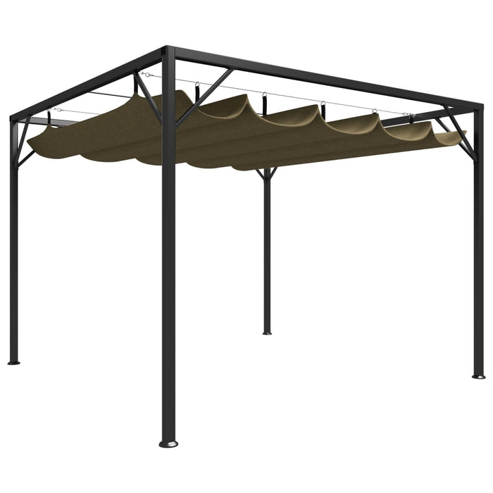 Pavilion grădină, acoperiș retractabil gri taupe 3x3 m 180 g/m² - WALTI WALTI