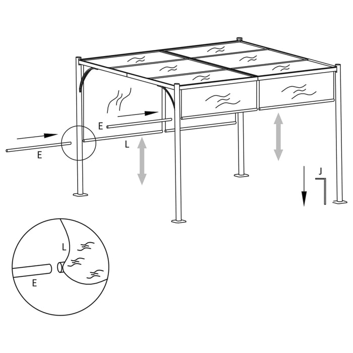 Pergolă grădină cu acoperiș retractabil gri taupe 3x3m 180 g/m² - WALTI WALTI
