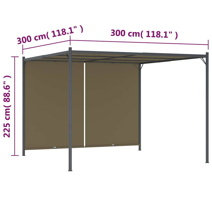Pergolă grădină cu acoperiș retractabil gri taupe 3x3m 180 g/m² - WALTI WALTI