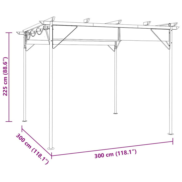 Pergolă cu acoperiș retractabil, antracit, 3x3m, oțel, 180 g/m² - WALTI WALTI