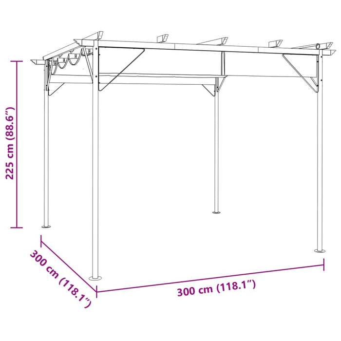 Pergolă cu acoperiș retractabil gri taupe 3x3 m oțel 180 g/m² - WALTI WALTI