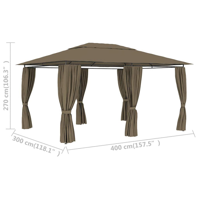 Pavilion de grădină cu perdele, gri taupe, 4 x 3 m, 180 g/m² - WALTI WALTI
