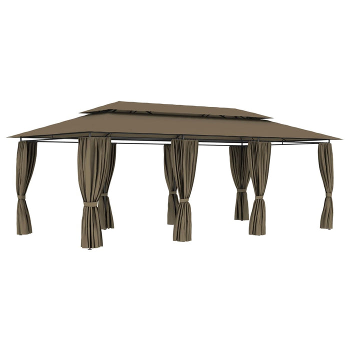 Pavilion cu perdele, gri taupe, 600 x 298 x 270 cm, 180 g/m² - WALTI WALTI