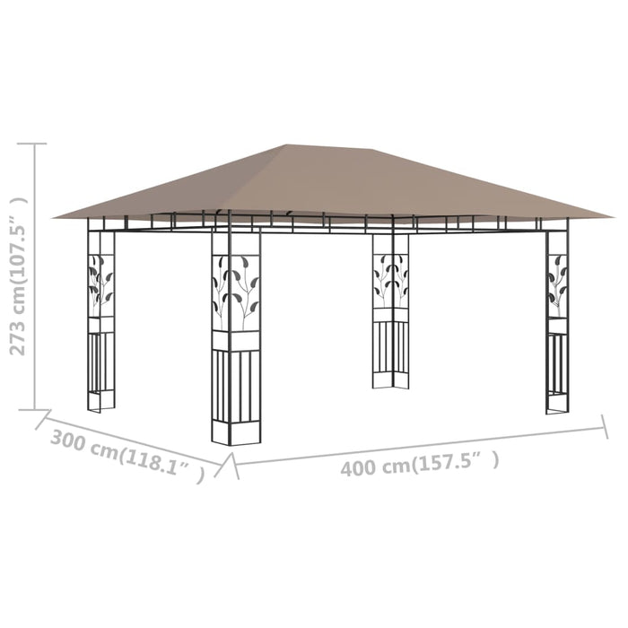 Pavilion cu plasă anti-țânțari, gri taupe, 4x3x2,73 m, 180 g/m² - WALTI WALTI
