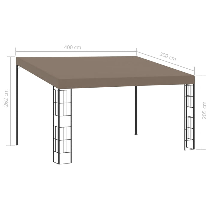 Pavilion montat pe perete, 4x3 m, textil, gri taupe - WALTI WALTI