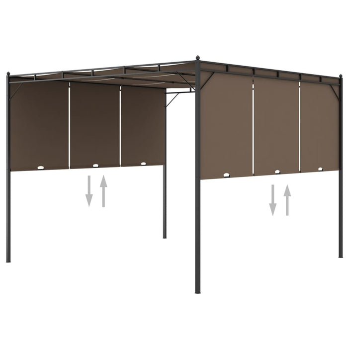 Pavilion de grădină cu perdea laterală, gri taupe, 3x3x2,25 m - WALTI WALTI