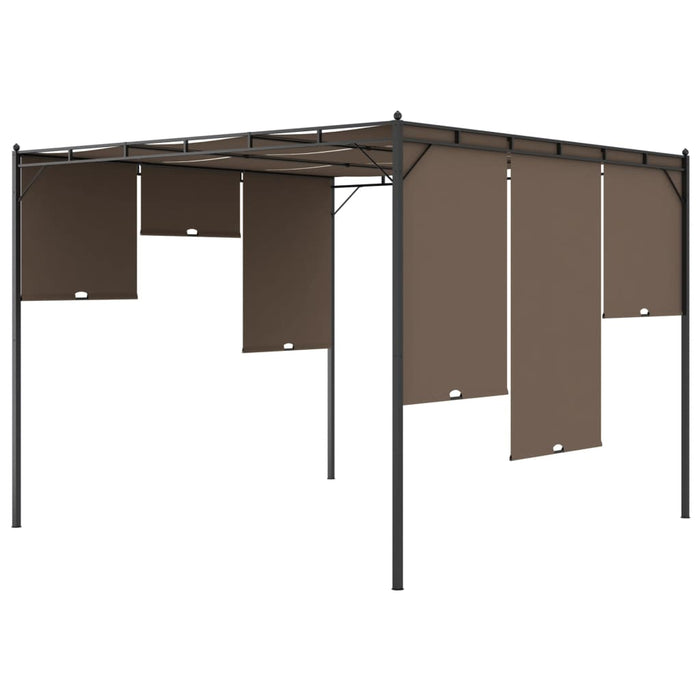 Pavilion de grădină cu perdea laterală, gri taupe, 3x3x2,25 m - WALTI WALTI