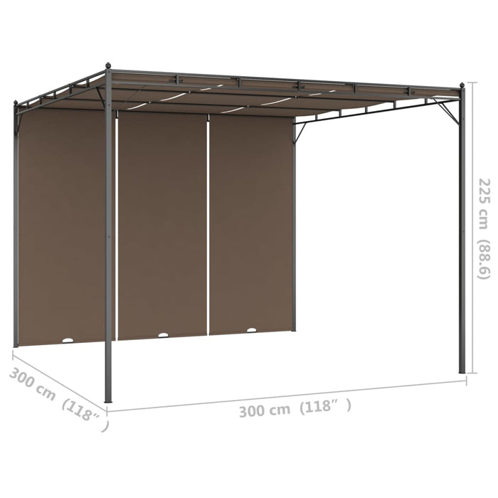 Pavilion de grădină cu perdea laterală, gri taupe, 3x3x2,25 m - WALTI WALTI
