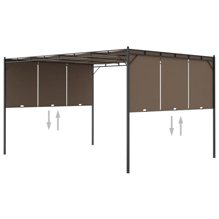 Pavilion de grădină cu perdea laterală, gri taupe, 4x3x2,25 m - WALTI WALTI