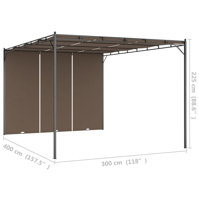 Pavilion de grădină cu perdea laterală, gri taupe, 4x3x2,25 m - WALTI WALTI