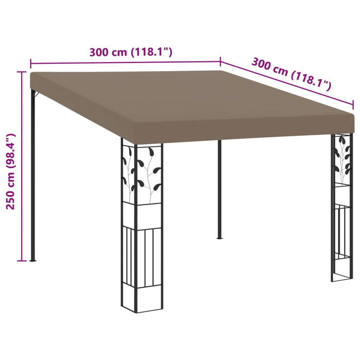 Pavilion montat pe perete, gri taupe, 3x3x2,5 m - WALTI WALTI