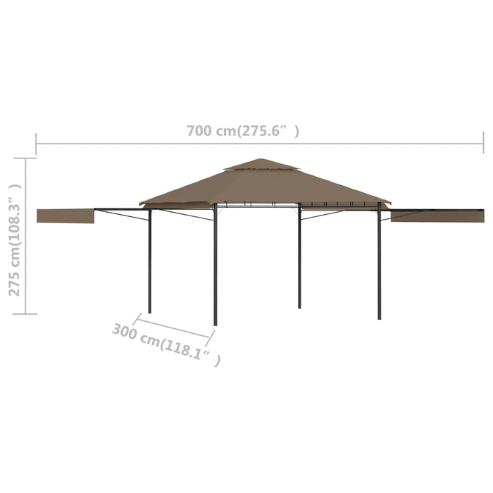 Pavilion extinsii duble acoperiș gri taupe 3x3x2,75 m 180 g/m² - WALTI WALTI