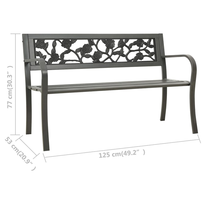 Bancă de grădină, gri, 125 cm, oțel WALTI