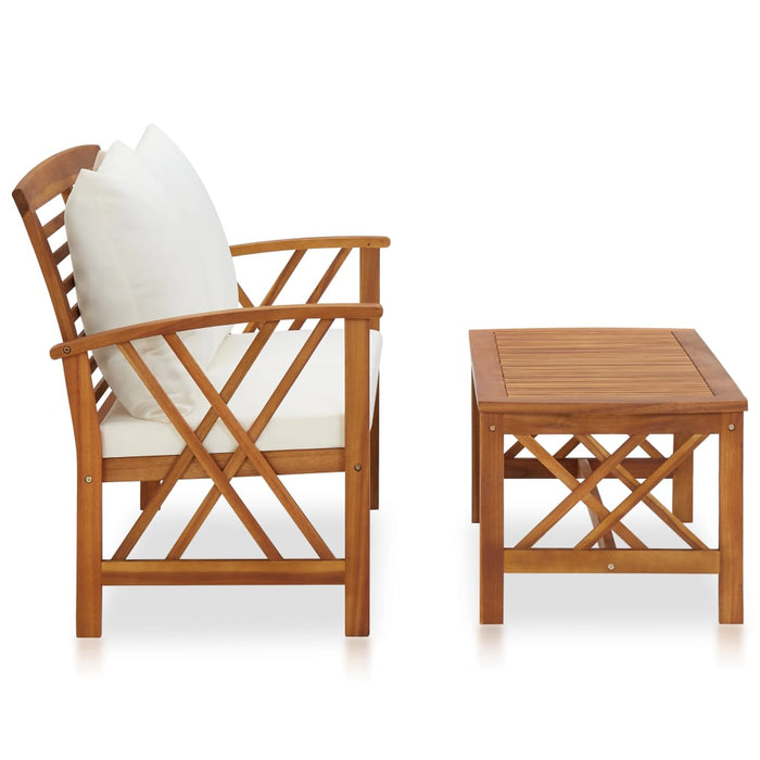 Set mobilier de grădină cu perne, 2 piese, lemn masiv de acacia - WALTI WALTI