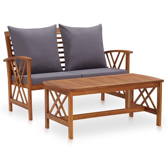 Set mobilier de grădină cu perne, 2 piese, lemn masiv de acacia WALTI
