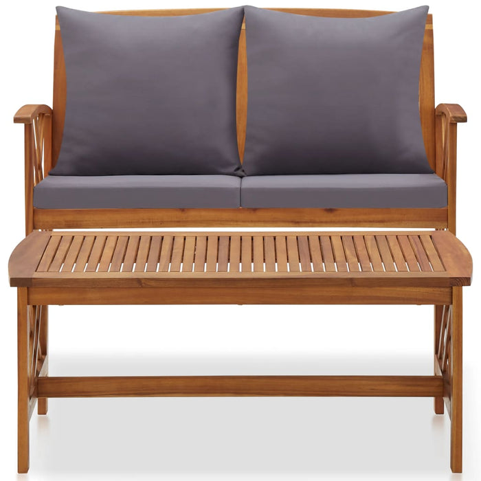 Set mobilier de grădină cu perne, 2 piese, lemn masiv de acacia WALTI
