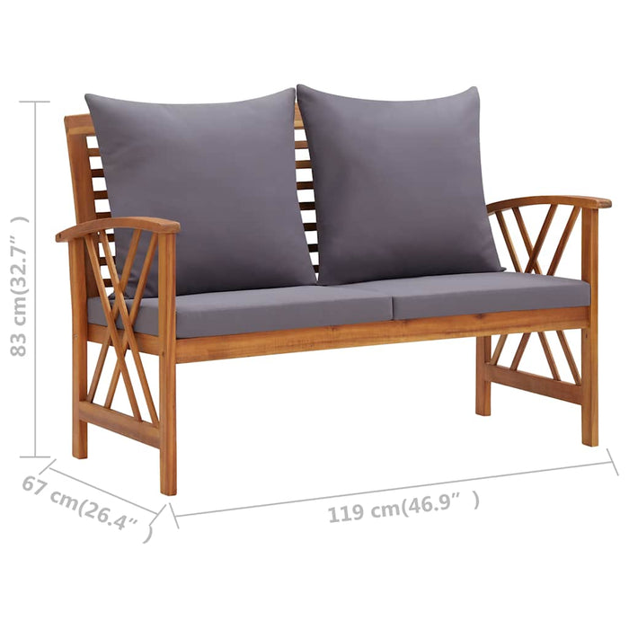Set mobilier de grădină cu perne, 2 piese, lemn masiv de acacia WALTI