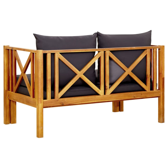 Bancă grădină cu 2 locuri & perne, 122 cm, lemn masiv acacia - WALTI WALTI