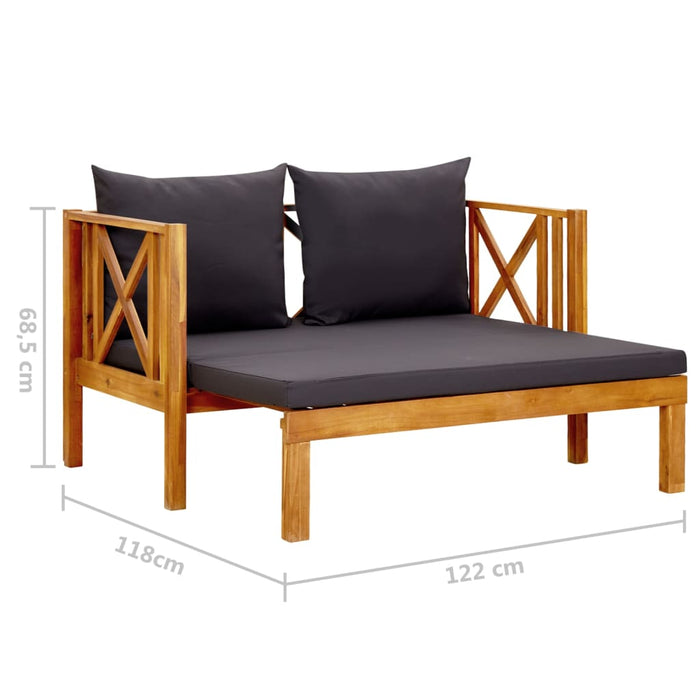 Bancă grădină cu 2 locuri & perne, 122 cm, lemn masiv acacia - WALTI WALTI