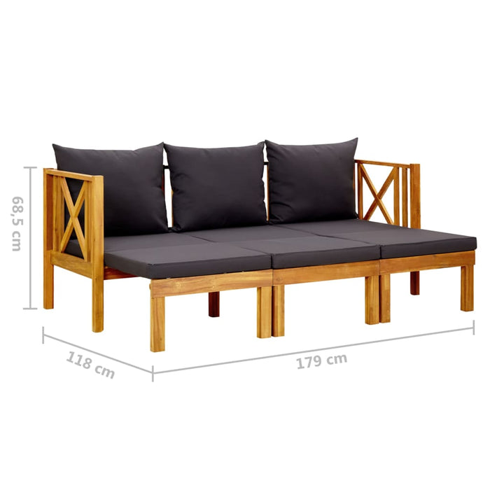 Bancă grădină cu 3 locuri & perne, 179 cm, lemn masiv acacia - WALTI WALTI