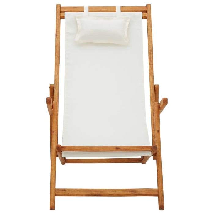 Scaun de plajă pliabil, crem, lemn masiv de eucalipt, textil - WALTI WALTI