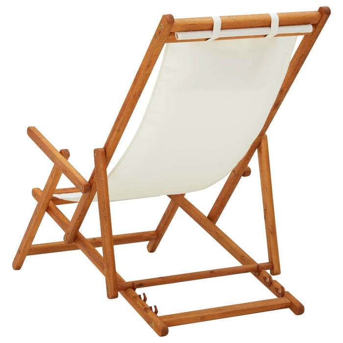 Scaun de plajă pliabil, crem, lemn masiv de eucalipt, textil - WALTI WALTI