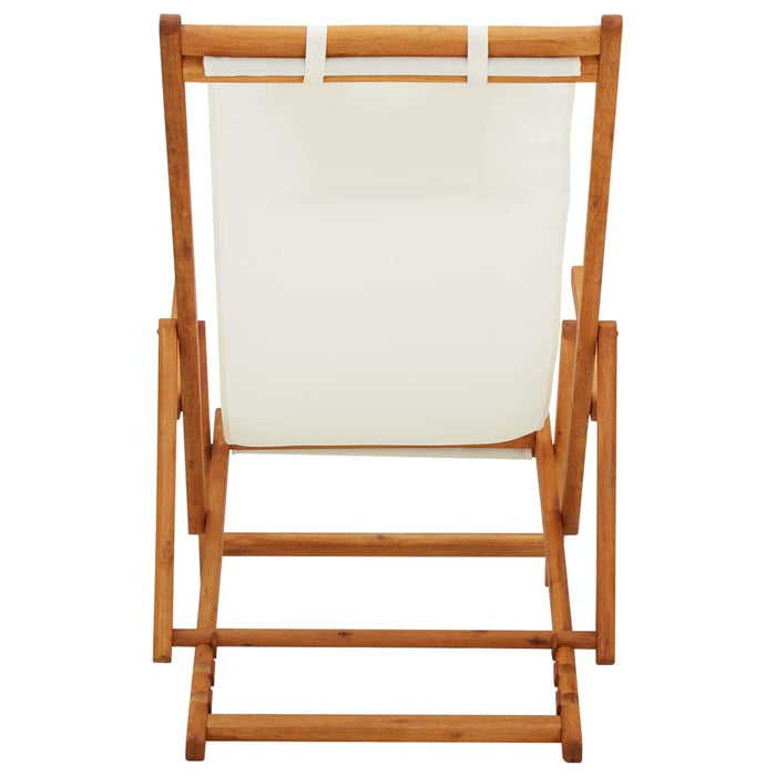 Scaun de plajă pliabil, crem, lemn masiv de eucalipt, textil - WALTI WALTI