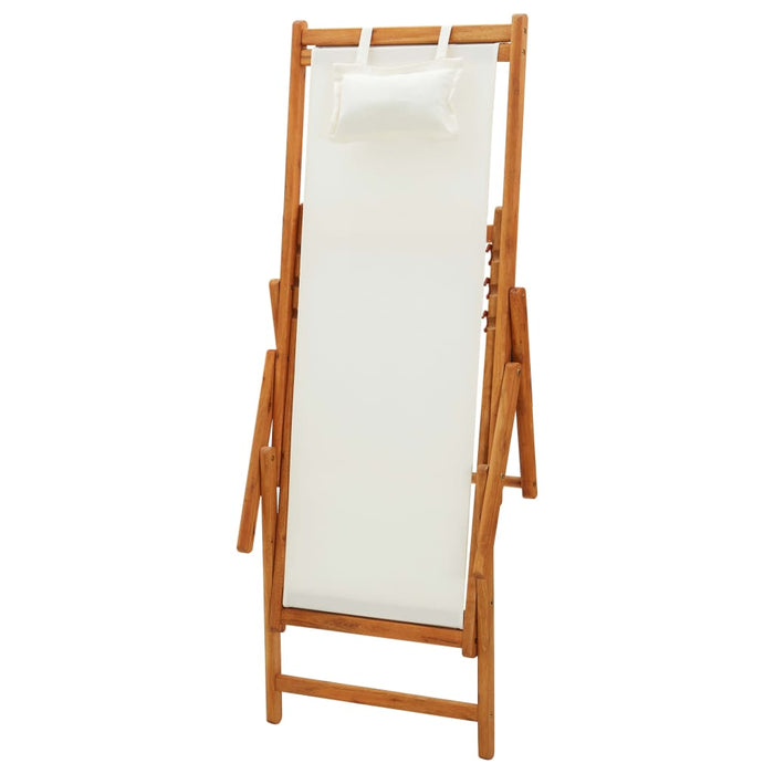 Scaun de plajă pliabil, crem, lemn masiv de eucalipt, textil - WALTI WALTI